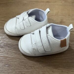 Stylish White Baby Walker Shoes with Velcro Straps